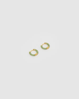 Izoa Brit Mini Huggie Earrings Gold Green