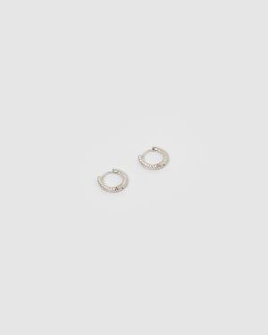 Izoa Brit Mini Huggie Earrings Silver