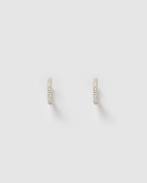 Izoa Brit Mini Huggie Earrings Silver