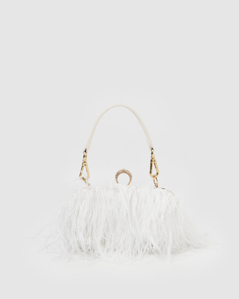 Izoa Beatrice Clutch Faux Feather