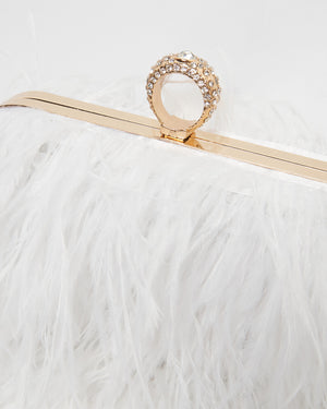 Izoa Beatrice Clutch Faux Feather