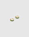 Izoa Celine Huggie Earrings Gold Green