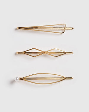 Izoa Charlotte Hair Pin Set Gold