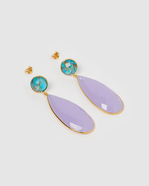 Izoa Chloe Earrings Lilac Turquoise