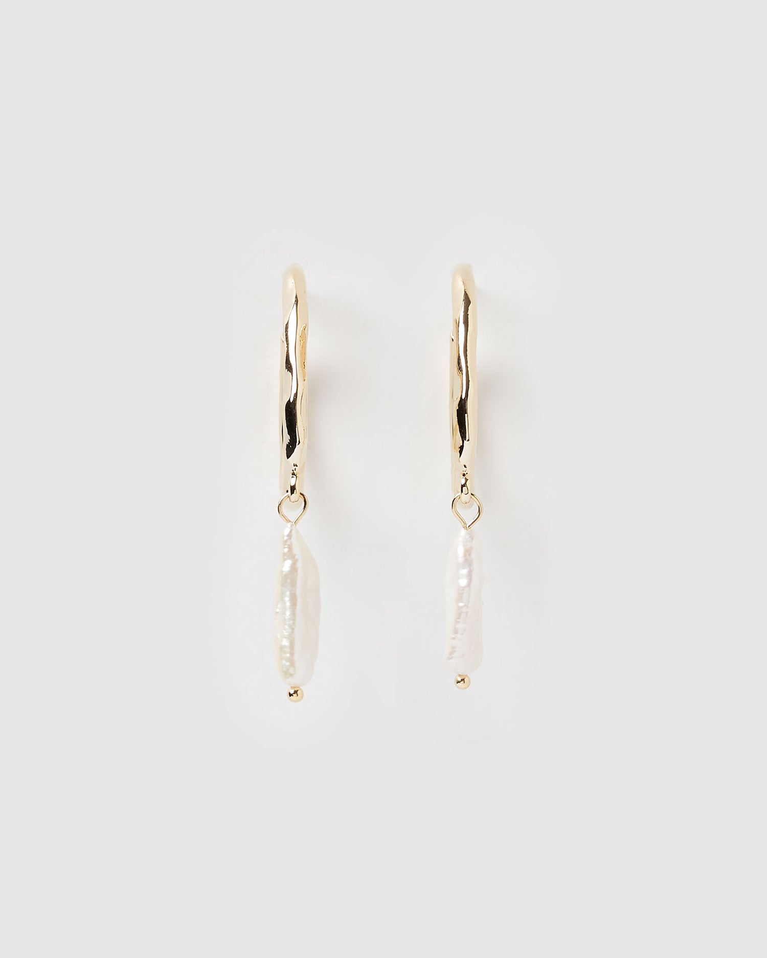 Izoa Claude Hoop Earrings Gold Freshwater Pearl