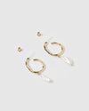 Izoa Claude Hoop Earrings Gold Freshwater Pearl