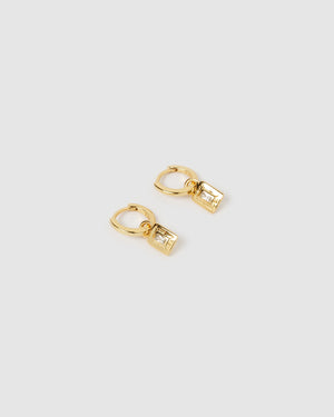 Izoa Cairo Huggie Earrings Gold Clear