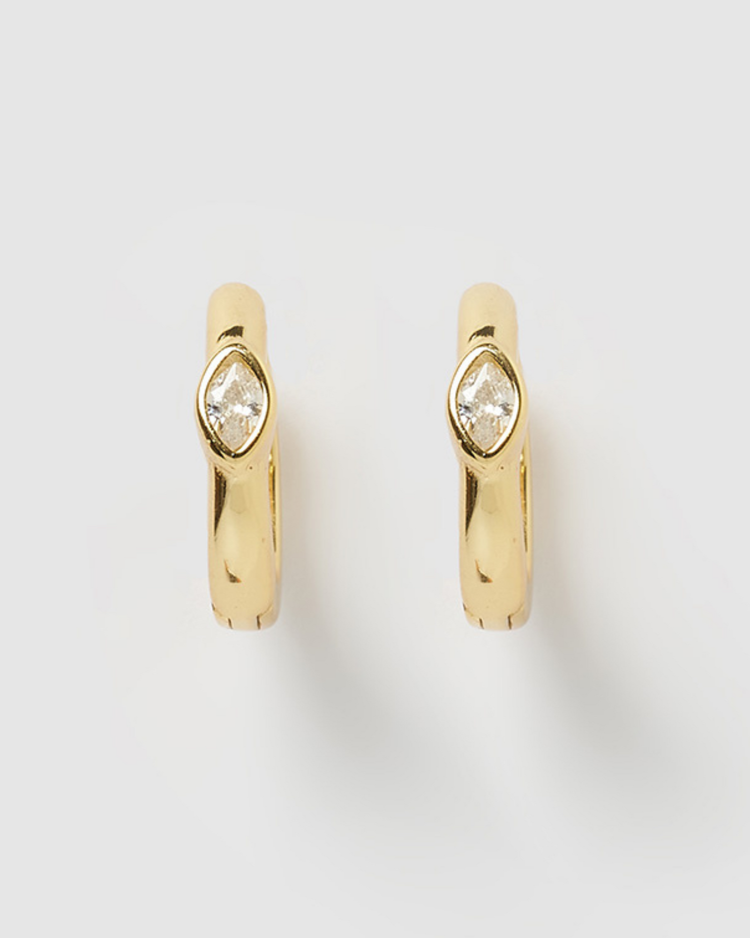 Izoa Capri Huggie Earrings Gold Clear