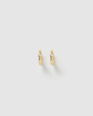 Izoa Capri Huggie Earrings Gold Clear