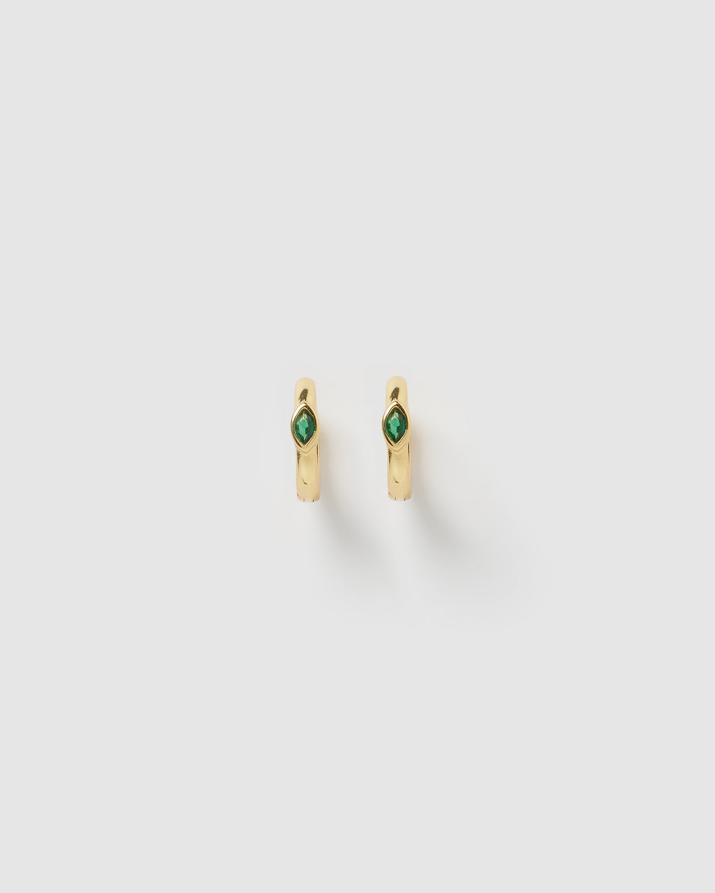 Izoa Capri Huggie Earrings Gold Green