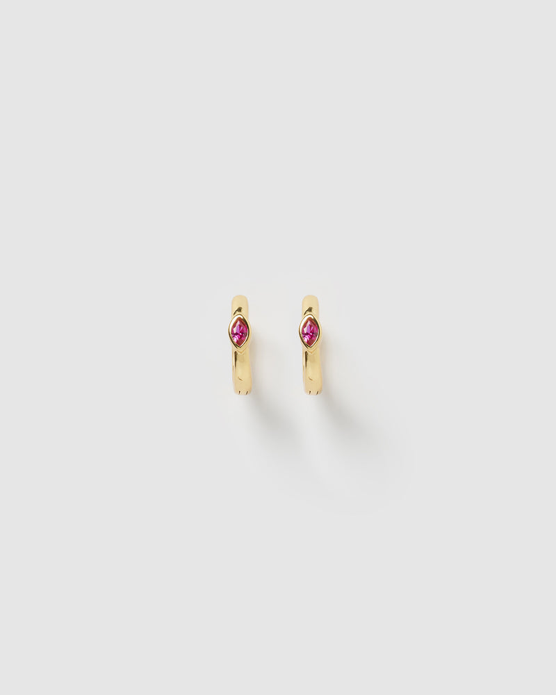 Izoa Capri Huggie Earrings Gold Pink