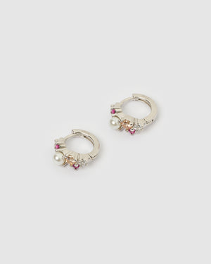 Izoa Carina Huggie Silver Pink