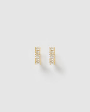 Izoa Celine Huggie Earrings Gold Clear