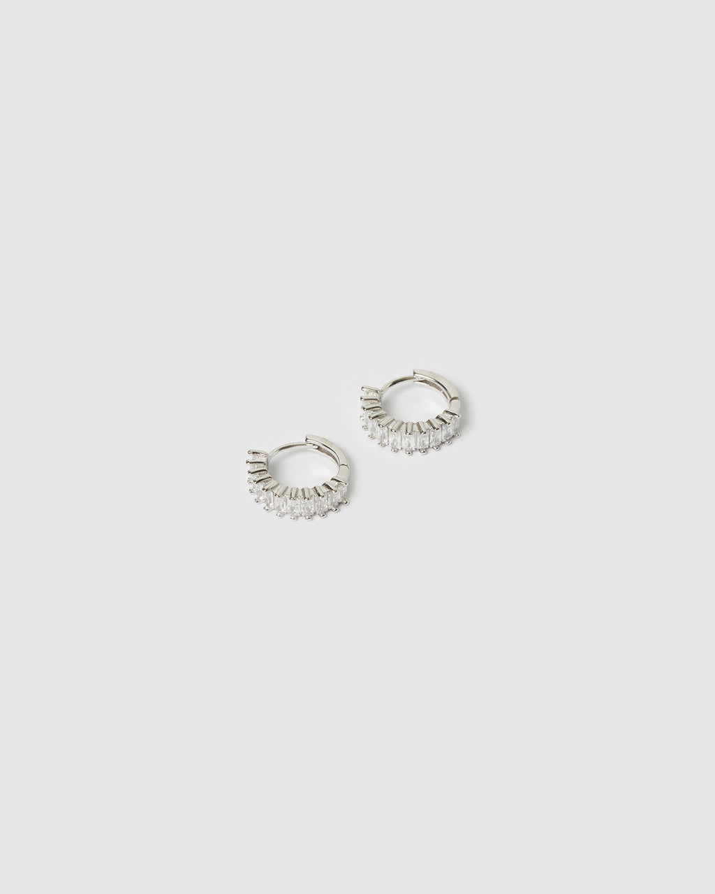 Izoa Celine Huggie Earrings Silver Clear