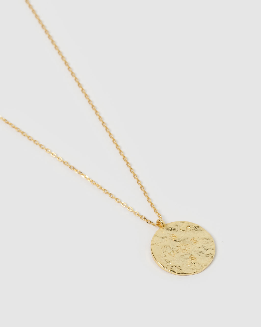 Izoa Compass Pendant Necklace Gold