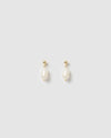 Izoa Rain Drop Earrings Gold Freshwater Pearl