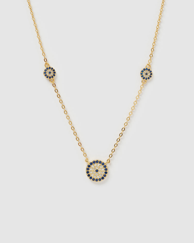 Izoa Dahota Eye Pendant Necklace Gold