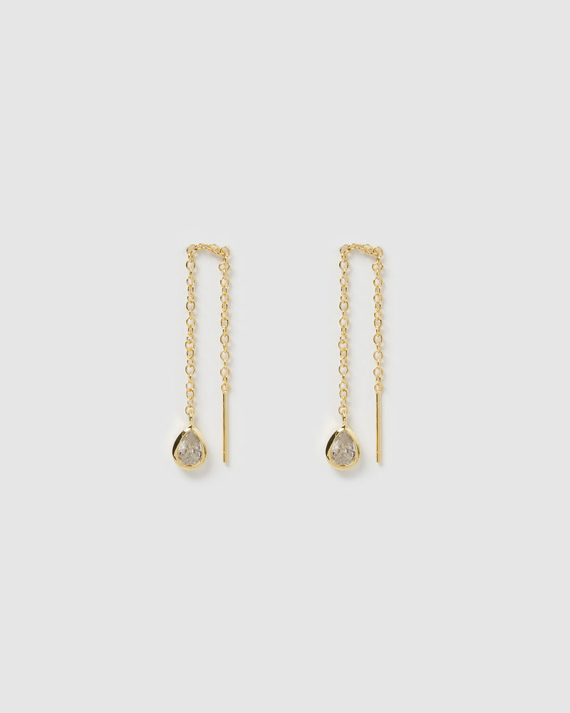Izoa Dana Thread Earrings Gold
