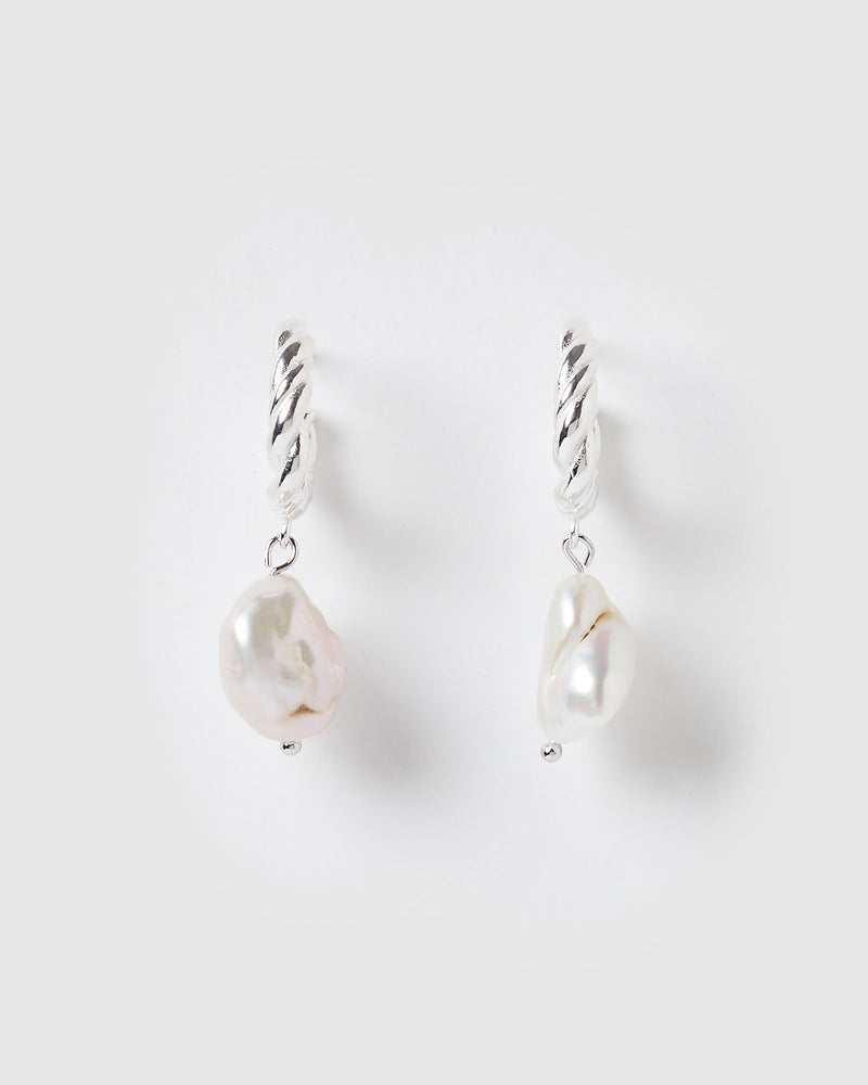 Izoa Darling Earrings Silver Pearl