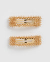 Izoa Dazzled Hair Clip Set Gold Peach