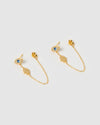 Izoa Davina Evil Eye Drop Stud Earrings Gold