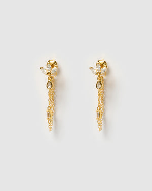 Izoa Dixie Drop Stud Earrings Gold