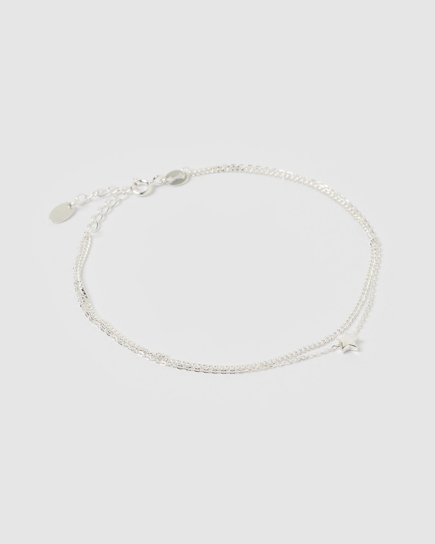 Izoa Star Double Chain Anklet Silver