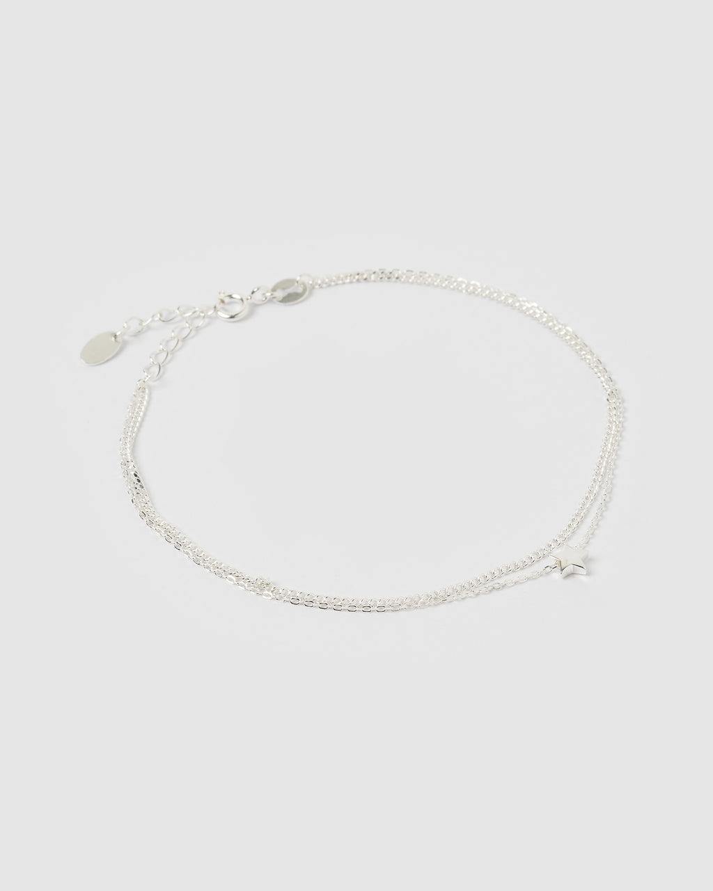 Izoa Star Double Chain Anklet Silver