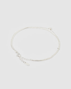 Izoa Star Double Chain Anklet Silver