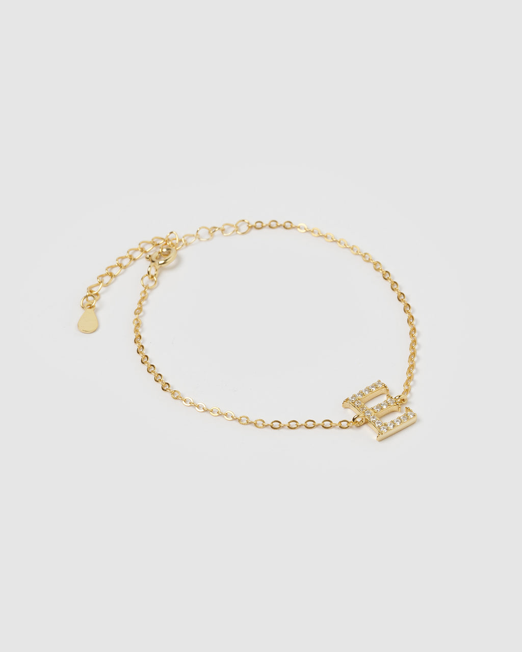 Izoa Crystal Letter E Bracelet Gold