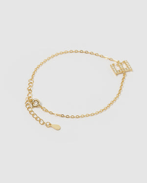 Izoa Crystal Letter E Bracelet Gold