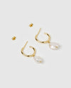 Izoa Enlighten Mini Hoop Earrings Gold Freshwater Pearl