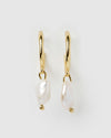 Izoa Enlighten Mini Hoop Earrings Gold Freshwater Pearl