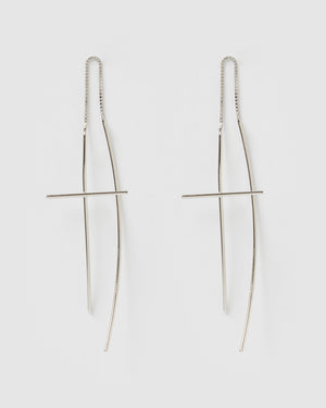 Izoa Evie thread Earrings Silver