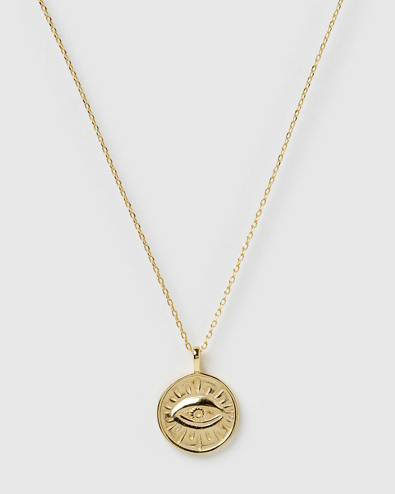 Izoa Evil Eye Pendant Necklace Gold