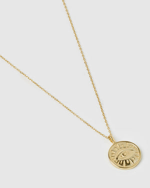 Izoa Evil Eye Pendant Necklace Gold