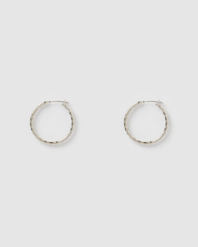 Izoa Emi Rope Hoop Earrings Silver