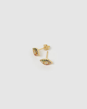 Izoa Emma Evil Eye Stud Gold