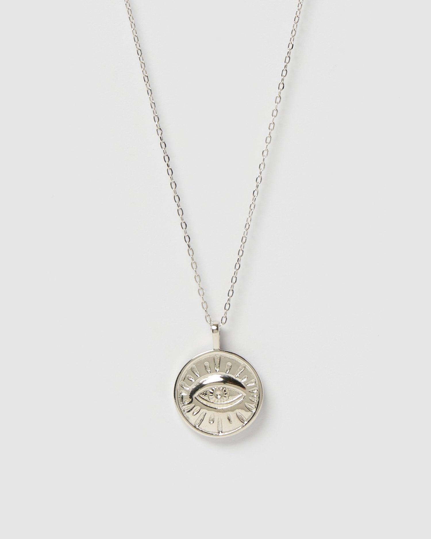Izoa Evil Eye Pendant Necklace Silver