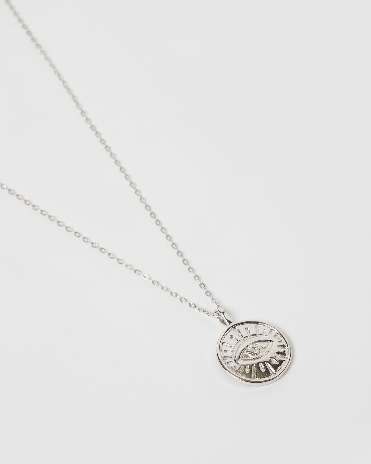 Izoa Evil Eye Pendant Necklace Silver