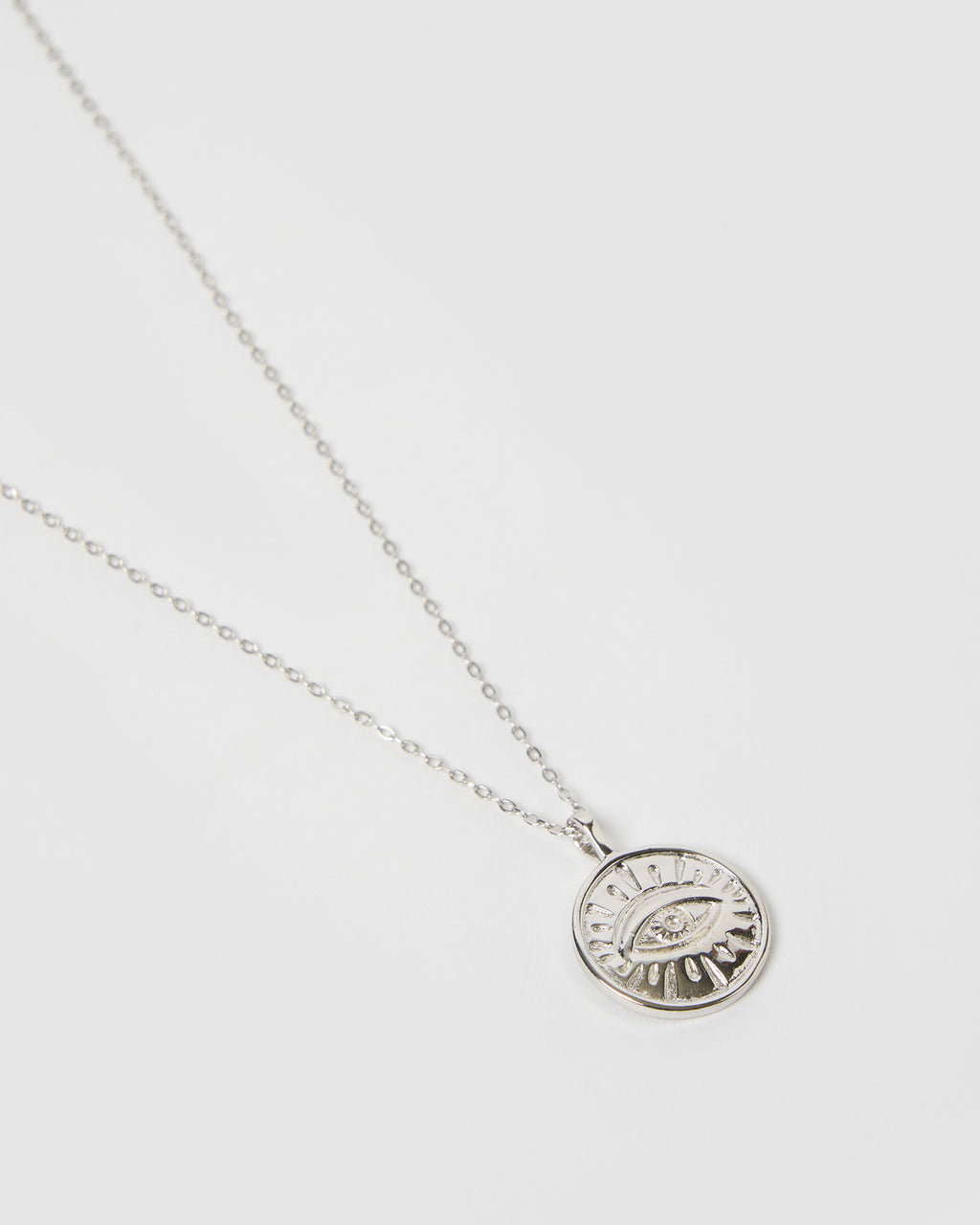 Izoa Evil Eye Pendant Necklace Silver