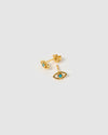 Izoa Felicia Evil Eye Stud Earrings Gold Blue