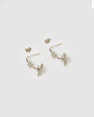 Izoa Garden Drop Stud Earrings Silver