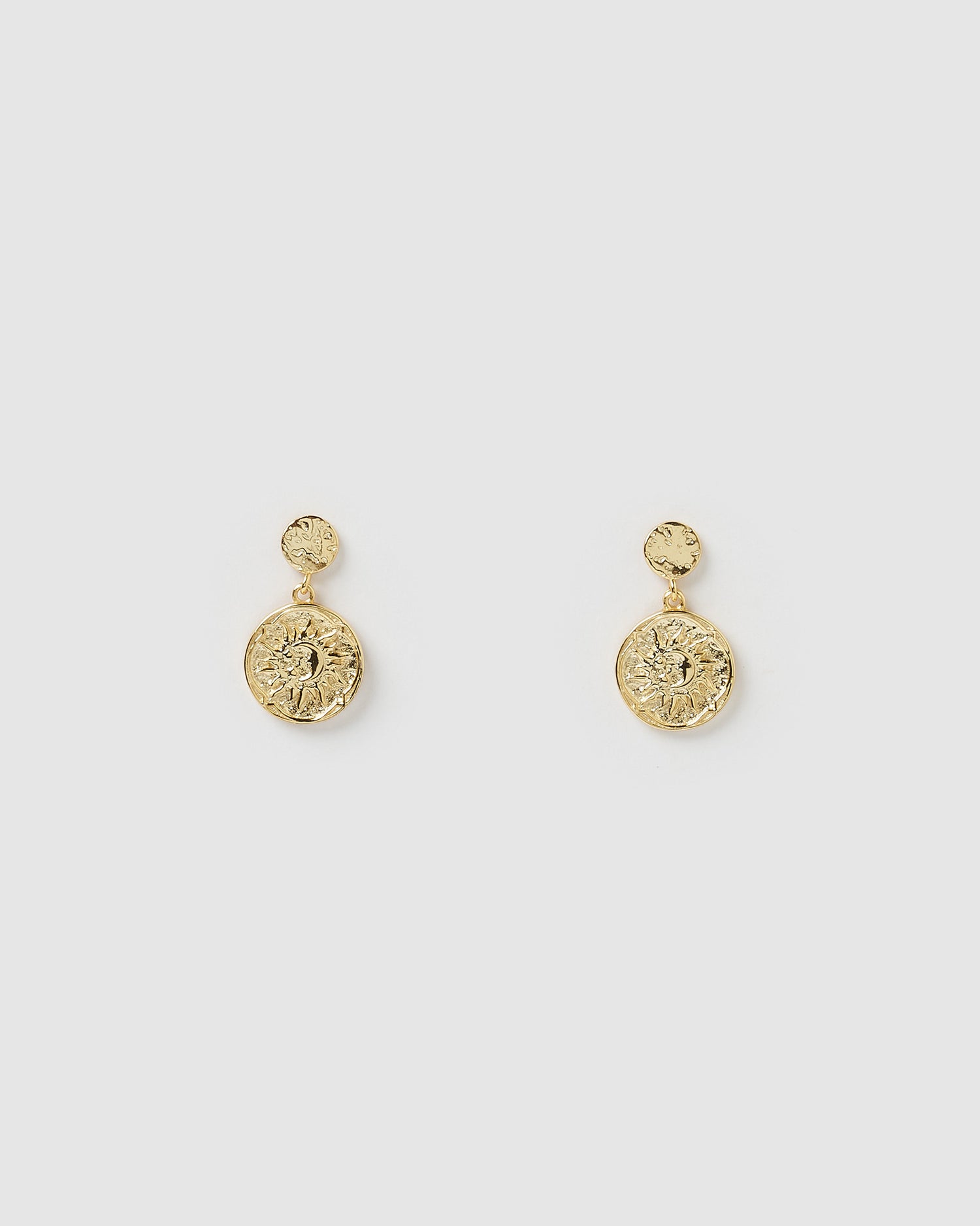 Izoa Gypsy Drop Stud Earrings Gold