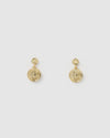 Izoa Gypsy Drop Stud Earrings Gold