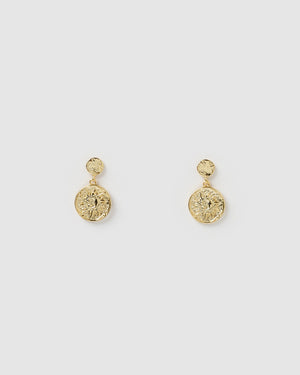 Izoa Gypsy Drop Stud Earrings Gold