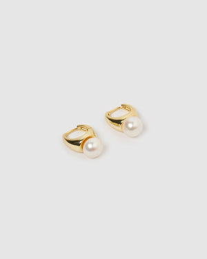 Izoa Haiti Earrings Gold Freshwater Pearl