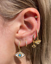 Izoa Ophelia Evil Eye Huggie Earrings Gold