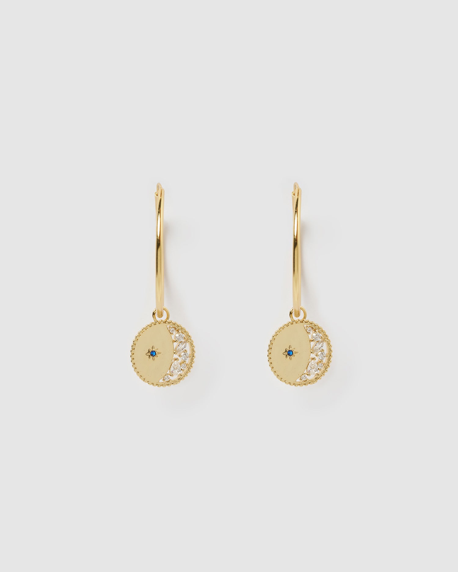 Izoa Helena Disc Hoop Earrings Gold