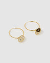 Izoa Helena Disc Hoop Earrings Gold